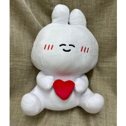日本正版 兔兔大公仔 - 白色捧愛心兔