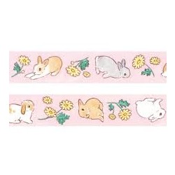 日本著名插畫家 森山標子 MT膠帶 (52-057 :兔子與春菊)