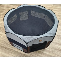Charity Sale- One for Pets Fabric Portable Playpen - Brown/Grey - 36" x 36" x 19.6"(S)