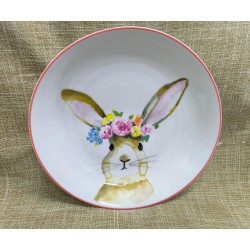 Special Sale- K010 8英寸兔子陶瓷碟子(戴花環的兔)